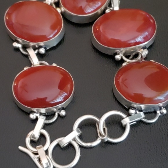 Vintage Red Link Carnelian Toggle Bracelet - Picture 3 of 7